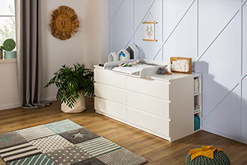 Étagère Compatible avec IKEA Malm | Table à Langer en Bois Blanc pour Chambre d'Enfant | Étagère de Commode 19x30x75cm