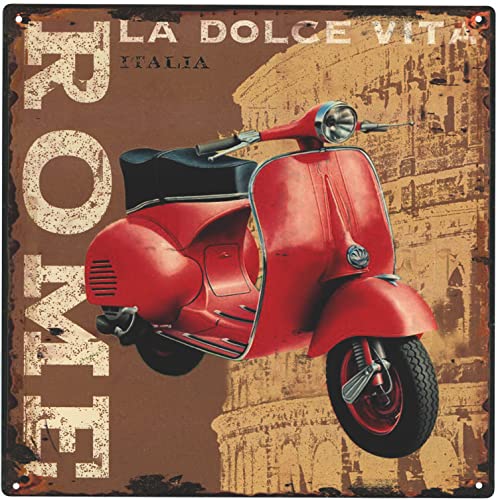 Plaque métallique décorative rétro La Dolce Vita Rome Moritz Idée cadeau Design vintage
