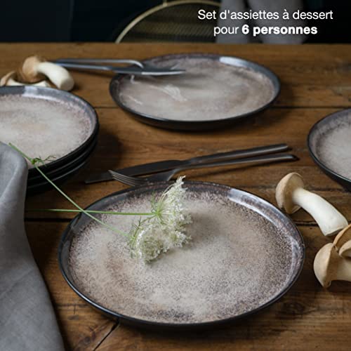 Moritz & Moritz Ensemble de 6 Assiettes à Dessert Beige - Lavables au Lave-Vaisselle et au Micro-Ondes - Idéal pour des 