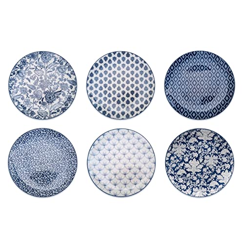 Ard'time Complete Dinner Set for 6 People - 18 Piece Porcelain Plates and Bowls, Colorful Design, MAJORELLE Collection