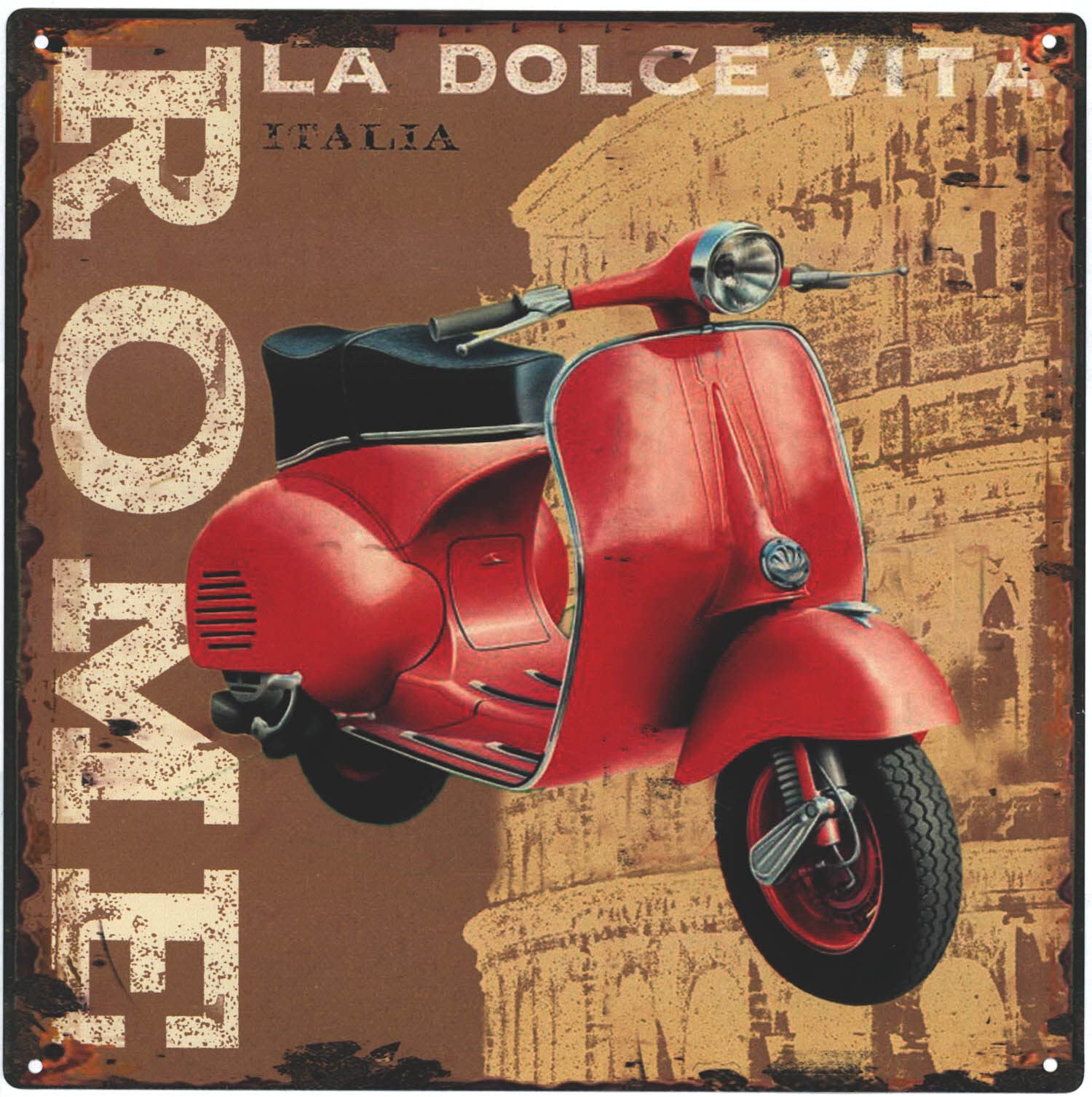 Plaque métallique décorative rétro La Dolce Vita Rome Moritz Idée cadeau Design vintage